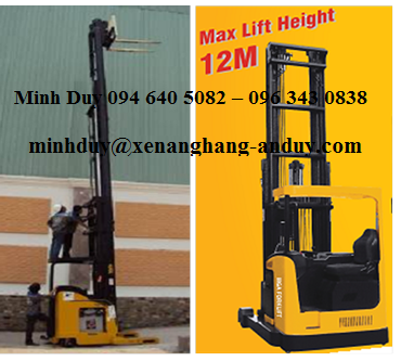 Xe nâng Reach truck ngồi lái MGA, loại 2 tấn-cao 10-12m